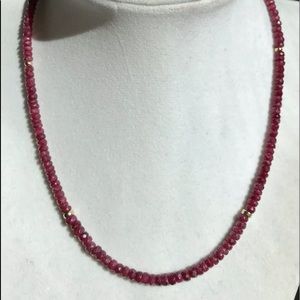 14k Natural Ruby Bead Necklace
